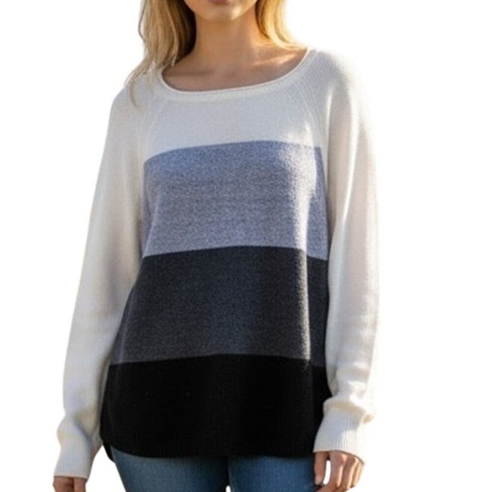 LL Bean Colorblock Thermal Top Womens Large Raglan Recycled Cotton Waffle Knit